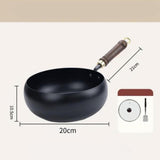 Maxbell Iron Wok Universal Sautee with Wood Handle Round Bottom Pot for Home Kitchen without cover
