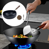Maxbell Iron Wok Universal Sautee with Wood Handle Round Bottom Pot for Home Kitchen glass cover
