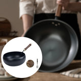 Maxbell Iron Wok Universal Sautee with Wood Handle Round Bottom Pot for Home Kitchen glass cover