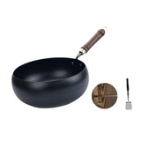Maxbell Iron Wok Universal Sautee with Wood Handle Round Bottom Pot for Home Kitchen glass cover