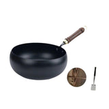 Maxbell Iron Wok Universal Sautee with Wood Handle Round Bottom Pot for Home Kitchen glass cover