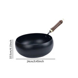 Maxbell Iron Wok Universal Sautee with Wood Handle Round Bottom Pot for Home Kitchen wooden cover