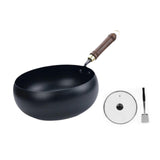 Maxbell Iron Wok Universal Sautee with Wood Handle Round Bottom Pot for Home Kitchen wooden cover