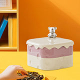 Maxbell Rotation Divided Serving Tray with Lid Snack Tray for Chinese New Year Treat Pink 2 Tier