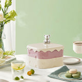 Maxbell Rotation Divided Serving Tray with Lid Snack Tray for Chinese New Year Treat Pink 2 Tier