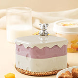Maxbell Rotation Divided Serving Tray with Lid Snack Tray for Chinese New Year Treat Pink 2 Tier