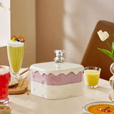Maxbell Rotation Divided Serving Tray with Lid Snack Tray for Chinese New Year Treat Pink 2 Tier