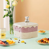 Maxbell Rotation Divided Serving Tray with Lid Snack Tray for Chinese New Year Treat Pink 2 Tier