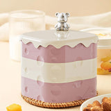 Maxbell Rotation Divided Serving Tray with Lid Snack Tray for Chinese New Year Treat Pink 3 Tier