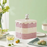 Maxbell Rotation Divided Serving Tray with Lid Snack Tray for Chinese New Year Treat Pink 3 Tier