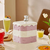 Maxbell Rotation Divided Serving Tray with Lid Snack Tray for Chinese New Year Treat Pink 3 Tier