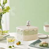 Maxbell Rotation Divided Serving Tray with Lid Snack Tray for Chinese New Year Treat Green 2 Tier