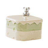 Maxbell Rotation Divided Serving Tray with Lid Snack Tray for Chinese New Year Treat Green 2 Tier