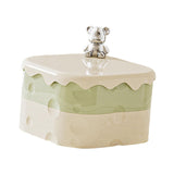 Maxbell Rotation Divided Serving Tray with Lid Snack Tray for Chinese New Year Treat Green 2 Tier