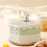Maxbell Rotation Divided Serving Tray with Lid Snack Tray for Chinese New Year Treat Green 2 Tier