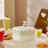 Maxbell Rotation Divided Serving Tray with Lid Snack Tray for Chinese New Year Treat Green 2 Tier