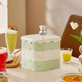 Maxbell Rotation Divided Serving Tray with Lid Snack Tray for Chinese New Year Treat Green 3 Tier