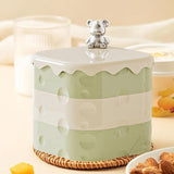 Maxbell Rotation Divided Serving Tray with Lid Snack Tray for Chinese New Year Treat Green 3 Tier