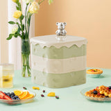 Maxbell Rotation Divided Serving Tray with Lid Snack Tray for Chinese New Year Treat Green 3 Tier