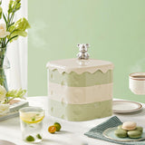 Maxbell Rotation Divided Serving Tray with Lid Snack Tray for Chinese New Year Treat Green 3 Tier