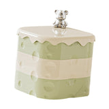 Maxbell Rotation Divided Serving Tray with Lid Snack Tray for Chinese New Year Treat Green 3 Tier