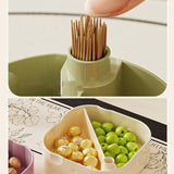 Maxbell Rotation Divided Serving Tray with Lid Snack Tray for Chinese New Year Treat Green 3 Tier