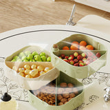 Maxbell Rotation Divided Serving Tray with Lid Snack Tray for Chinese New Year Treat Green 3 Tier