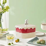 Maxbell Rotation Divided Serving Tray with Lid Snack Tray for Chinese New Year Treat Red 2 Tier