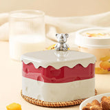 Maxbell Rotation Divided Serving Tray with Lid Snack Tray for Chinese New Year Treat Red 2 Tier