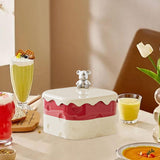 Maxbell Rotation Divided Serving Tray with Lid Snack Tray for Chinese New Year Treat Red 2 Tier