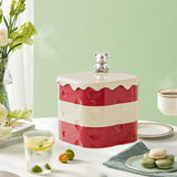 Maxbell Rotation Divided Serving Tray with Lid Snack Tray for Chinese New Year Treat Red 3 Tier