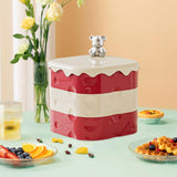 Maxbell Rotation Divided Serving Tray with Lid Snack Tray for Chinese New Year Treat Red 3 Tier