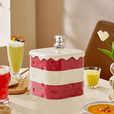 Maxbell Rotation Divided Serving Tray with Lid Snack Tray for Chinese New Year Treat Red 3 Tier