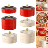 Maxbell Snack Tray with Lid Candy Bowl Divided Serving Tray for Candy Cookies Fruits 1 Tier  Red