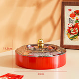 Maxbell Snack Tray with Lid Candy Bowl Divided Serving Tray for Candy Cookies Fruits 1 Tier  Red