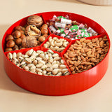 Maxbell Snack Tray with Lid Candy Bowl Divided Serving Tray for Candy Cookies Fruits 2 Tier  Red