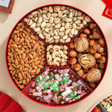 Maxbell Snack Tray with Lid Candy Bowl Divided Serving Tray for Candy Cookies Fruits 2 Tier  Red
