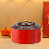 Maxbell Snack Tray with Lid Candy Bowl Divided Serving Tray for Candy Cookies Fruits 2 Tier  Red
