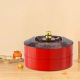 Maxbell Snack Tray with Lid Candy Bowl Divided Serving Tray for Candy Cookies Fruits 2 Tier  Red