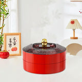 Maxbell Snack Tray with Lid Candy Bowl Divided Serving Tray for Candy Cookies Fruits 2 Tier  Red