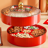 Maxbell Snack Tray with Lid Candy Bowl Divided Serving Tray for Candy Cookies Fruits 2 Tier  Red