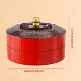 Maxbell Snack Tray with Lid Candy Bowl Divided Serving Tray for Candy Cookies Fruits 2 Tier  Red