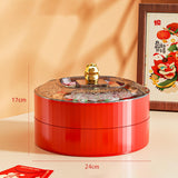 Maxbell Snack Tray with Lid Candy Bowl Divided Serving Tray for Candy Cookies Fruits 2 Tier  Red