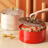 Maxbell Snack Tray with Lid Candy Bowl Divided Serving Tray for Candy Cookies Fruits 2 Tier  Red