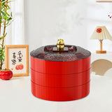Maxbell Snack Tray with Lid Candy Bowl Divided Serving Tray for Candy Cookies Fruits 3 Tier  Red