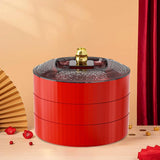 Maxbell Snack Tray with Lid Candy Bowl Divided Serving Tray for Candy Cookies Fruits 3 Tier  Red
