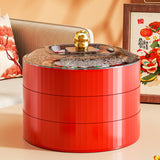 Maxbell Snack Tray with Lid Candy Bowl Divided Serving Tray for Candy Cookies Fruits 3 Tier  Red