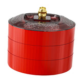 Maxbell Snack Tray with Lid Candy Bowl Divided Serving Tray for Candy Cookies Fruits 3 Tier  Red