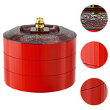 Maxbell Snack Tray with Lid Candy Bowl Divided Serving Tray for Candy Cookies Fruits 3 Tier  Red
