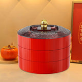 Maxbell Snack Tray with Lid Candy Bowl Divided Serving Tray for Candy Cookies Fruits 3 Tier  Red